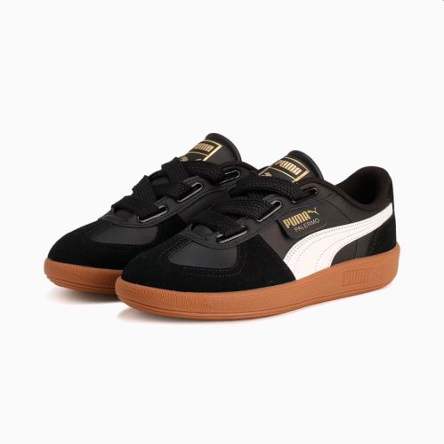 PUMA Palermo Wide Lace SD Black White Team Gold color Women's