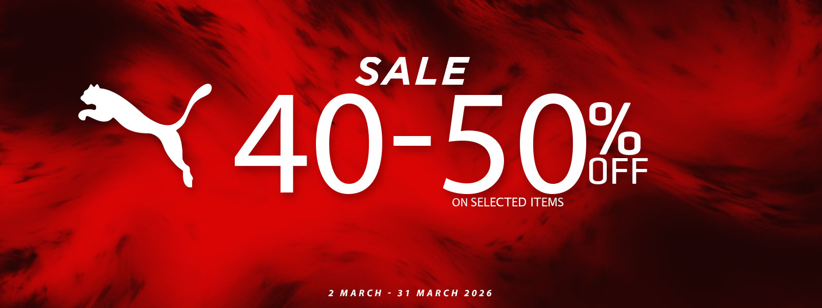 PUMA SALE 40-50% MARCH 2026